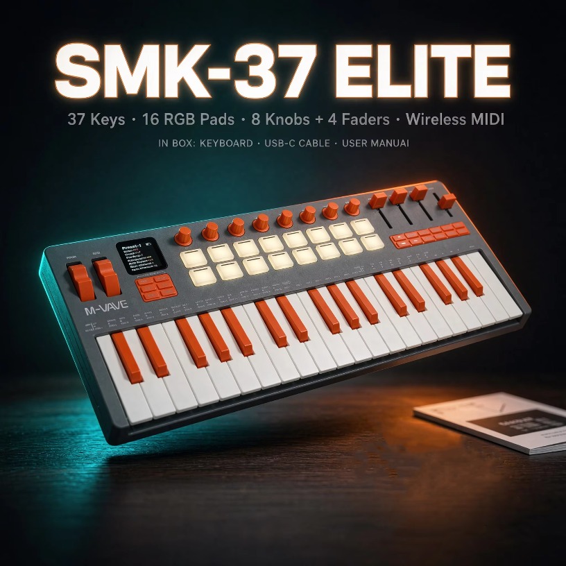 M-VAVE SMK-37 Elite Kablosuz M - Midi Controller Pad incelemesi ve fiyatı